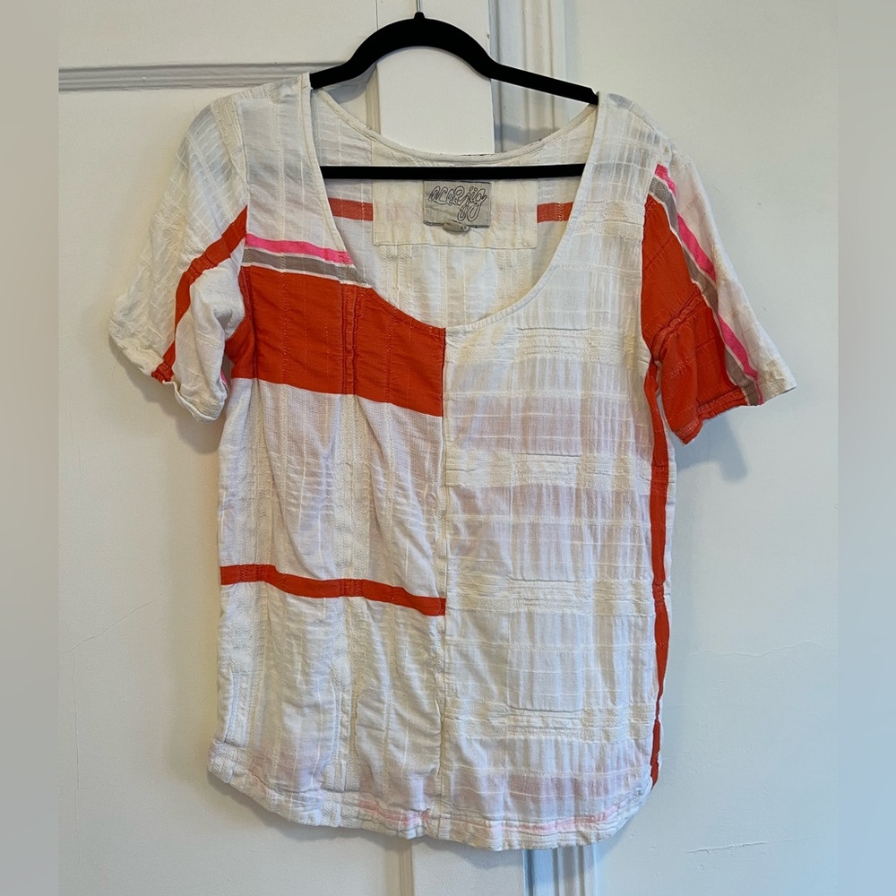 🧡 Ace & Jig 🧡 White, Orange & Neon Pink Top